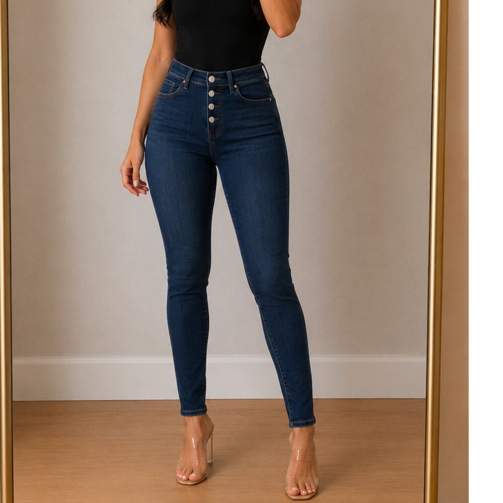 KanCan🌿 Dark Wash Skinny Jeans Women’s Size 5/26 Button Fly Stretch Denim